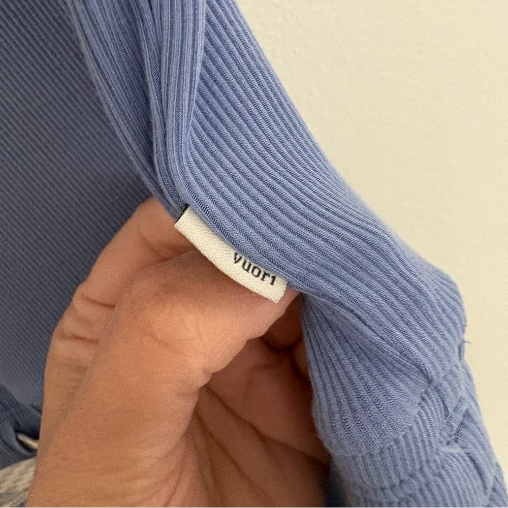 Vuori Pose Rib Knit Scoop Jumpsuit Built In Bra Periwinkle Blue Medium - Picture 5 of 8